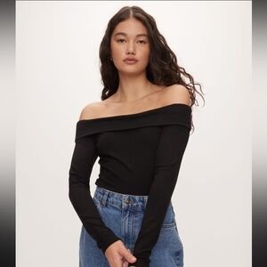 Zara Black Ribbed Knit Top